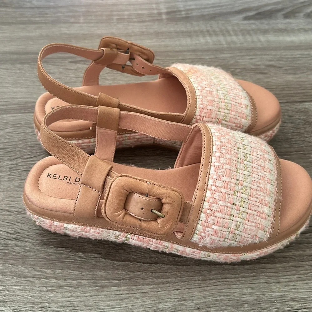 KELSI DAGGER Women's Brooklyn Donovan Sandal7.5 Pink Peach Leather Platform NWOB